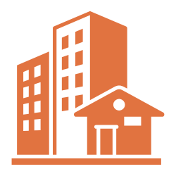 Buildings and house in a city icon