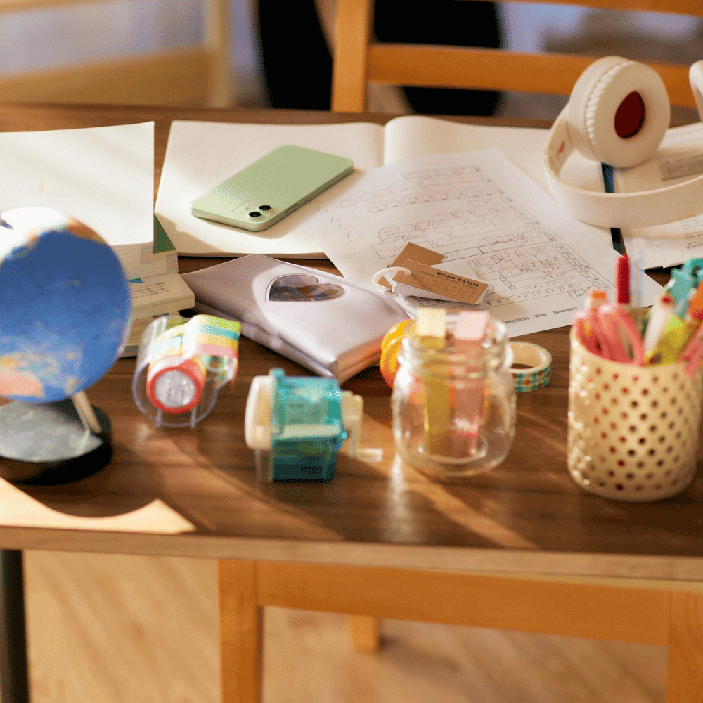 Office supplies on a desk