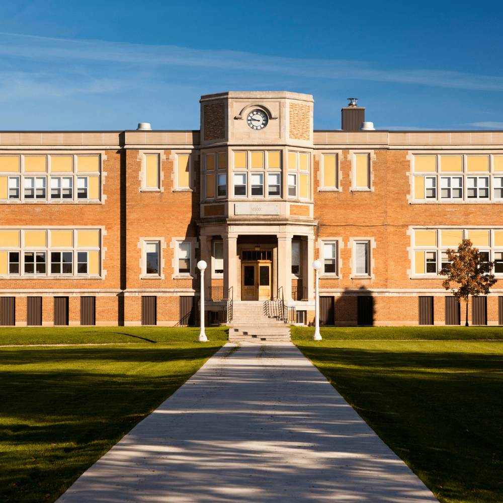 An school building ready for junk removal services.